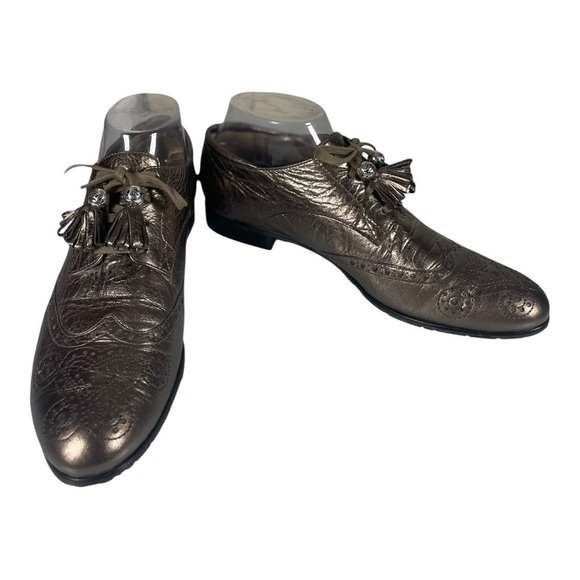 Brighton Women’s Eden Metallic Leather Lace Oxfords Size-8.5m Made in Brazil - Picture 3 of 10